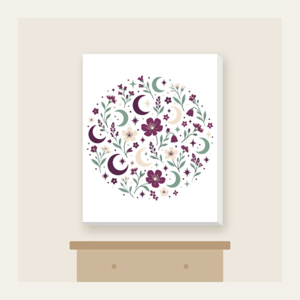 Product image Crescent Moons and Wildflowers in Plum Canvas Print