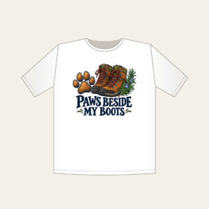 PAWS BESIDE MY BOOTS T-Shirt in white