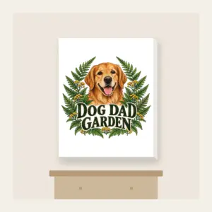 DOG DAD GARDEN Canvas Print in white