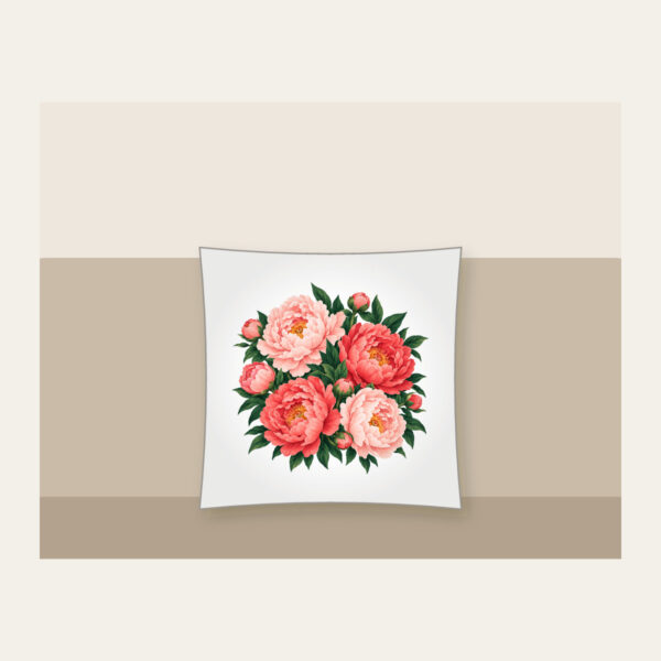 Product image Big Peonies on Deep Green Pillow