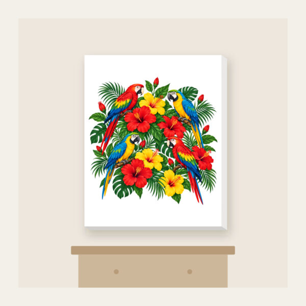 Product image Parrots Among Red Hibiscus Canvas Print