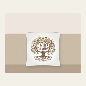 Together We Are Family Pillow in white