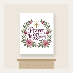 Prayer In Bloom Canvas Print in white