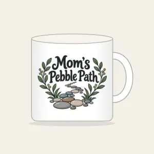 Mom's Pebble Path Mug in white