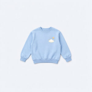 Cloud Hopper Youth Sweatshirt with small chest print of a cloud with a little star hopping across it in white, cream and gold
