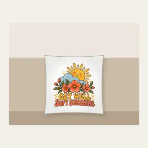 GET WELL SOFT SUNSHINE Pillow in white