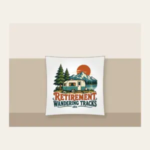 RETIREMENT WANDERING TRACKS Pillow in white