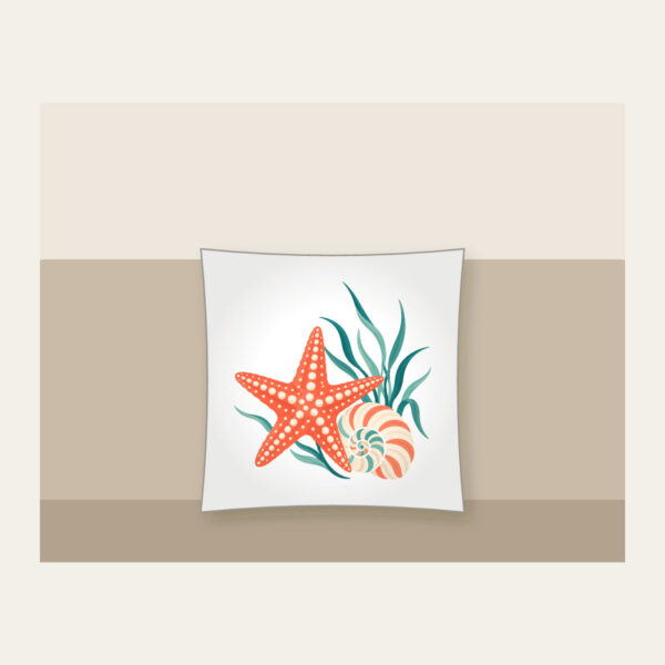 Product image Starfish, Spiral Shell and Sea Grass Pillow