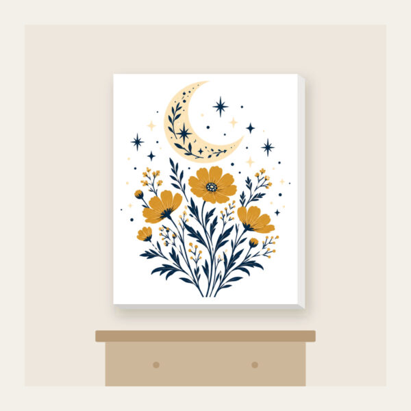 Product image Crescent Moon over Ochre Wildflowers Canvas Print