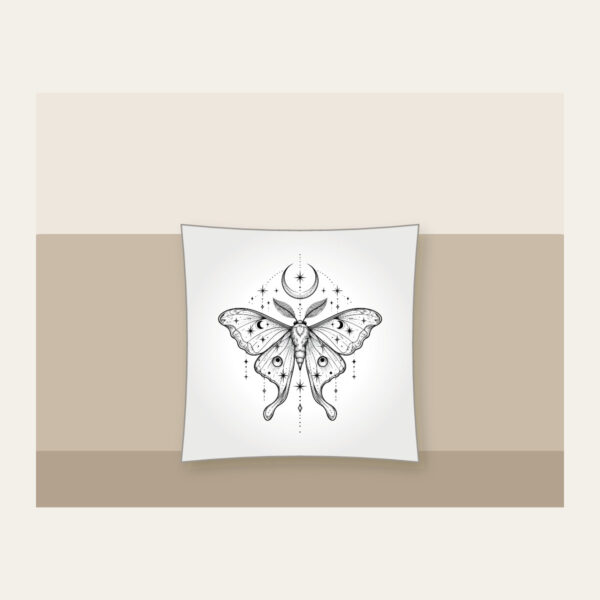 Product image Moth, Stars and Crescent Moon Linework Pillow