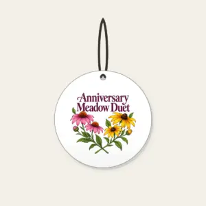 Anniversary Meadow Duet Ceramic Ornament in white