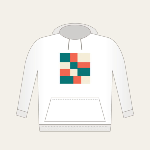 Product image Teal, Coral and Cream Color Blocks Hoodie