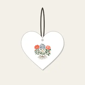 Our Family Blooms Heart Ceramic Ornament in white