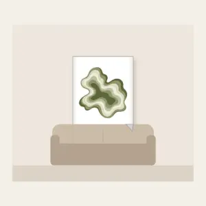 Moss Contour Lines with a Gold Thread Fleece Blanket in white: Moss contour lines in olive, sage and cream are traced with one thin gold line.