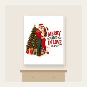 Merry And In Love Canvas Print in white