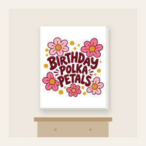 BIRTHDAY POLKA PETALS Canvas Print in white