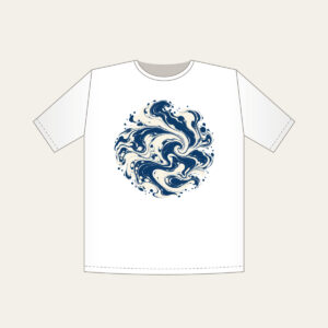 Indigo Marbling Like a Receding Tide T-Shirt in white: Marbling in indigo and cream flows like a tide pulling back.