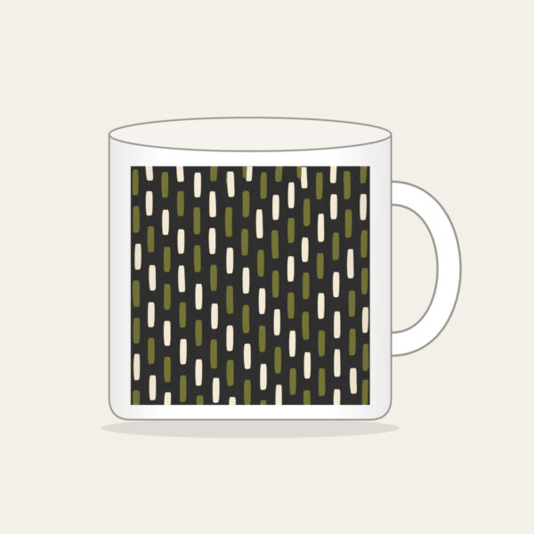 Product image Staggered Olive Dashes on Charcoal Mug