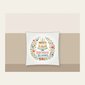 BIRTHDAY BLOOMS Pillow in white