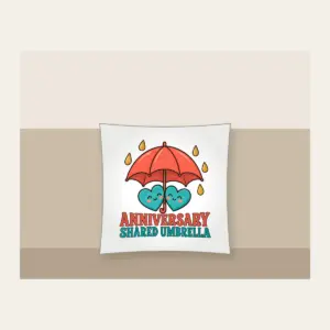 ANNIVERSARY SHARED UMBRELLA Pillow in white