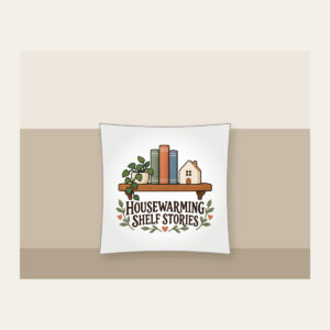 HOUSEWARMING SHELF STORIES Pillow in white