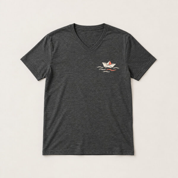 Product image Dark Heather Paper Boat V-Neck Tee