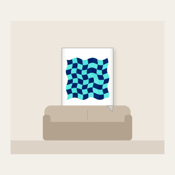 Product image Ripple Checkerboard in Navy and Aqua Fleece Blanket