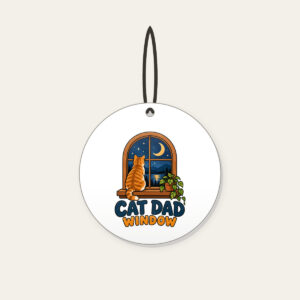 CAT DAD WINDOW Ceramic Ornament in white