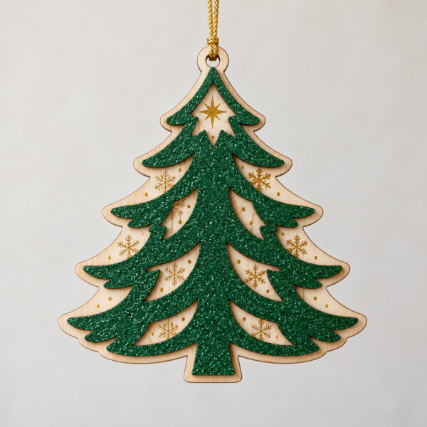 Product image Glitter Pine Layered Wood Ornament