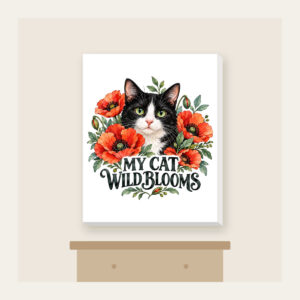 MY CAT WILD BLOOMS Canvas Print in white