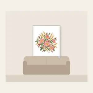 Prairie Roses and Wheat Stalks Fleece Blanket in white: All-over prairie roses and wheat stalks in rose, gold and sage.