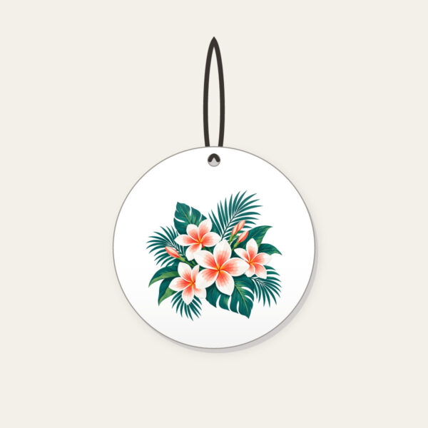 Product image Plumeria and Palm Leaves on Deep Teal Ceramic Ornament