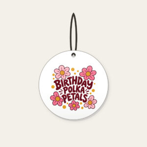 BIRTHDAY POLKA PETALS Ceramic Ornament in white