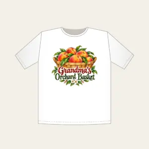 Grandma's Orchard Basket T-Shirt in white