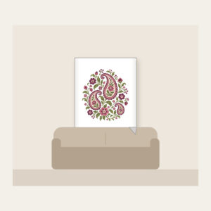 Plum and Olive Paisley Garden Fleece Blanket in white: A paisley garden pattern with small flowers in plum, rose and olive on cream.