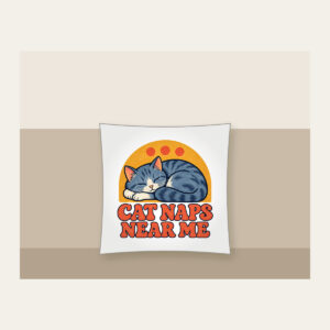 CAT NAPS NEAR ME Pillow in white