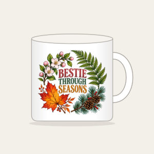 BESTIE THROUGH SEASONS Mug in white