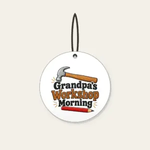 Grandpa's Workshop Morning Ceramic Ornament in white