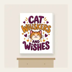 CAT WHISKERS AND WISHES Canvas Print in white