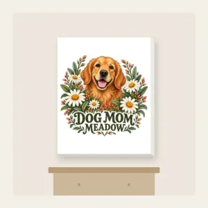 DOG MOM MEADOW Canvas Print in white