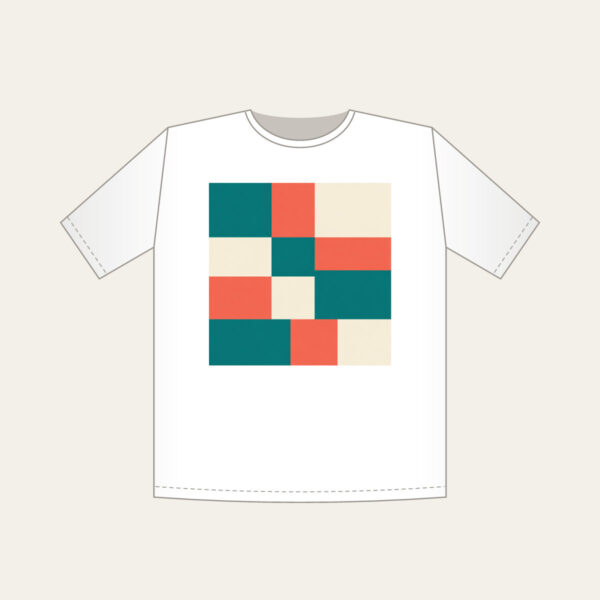 Product image Teal, Coral and Cream Color Blocks T-Shirt