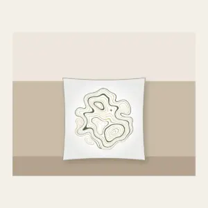 Moss and Sand Contour Map Lines Pillow in white: Flowing contour lines in moss, sand and cream, with a single tiny star tucked among them.
