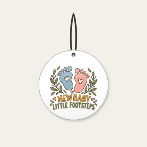 NEW BABY LITTLE FOOTSTEPS Ceramic Ornament in white