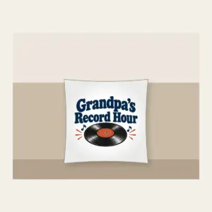 Grandpa's Record Hour Pillow in white