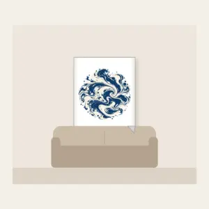 Indigo Marbling Like a Receding Tide Fleece Blanket in white: Marbling in indigo and cream flows like a tide pulling back.