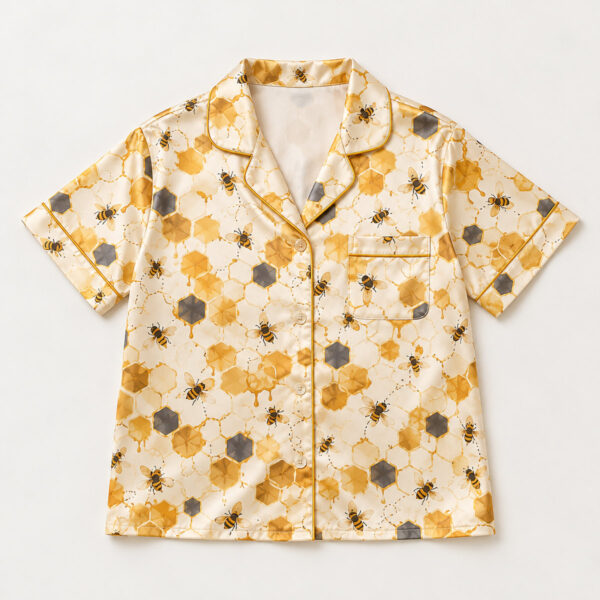 Product image Satin Honeycomb Short-Sleeve Pajama Shirt