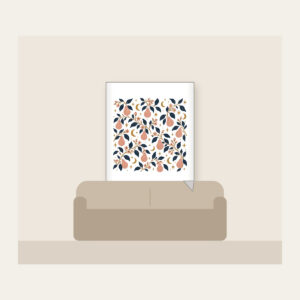 Pear Branches and Crescent Moons Fleece Blanket in white: Pear branches, tiny crescent moons and stars repeat in dusty rose, gold and deep navy.