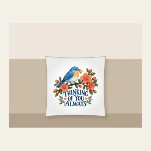 THINKING OF YOU ALWAYS Pillow in white