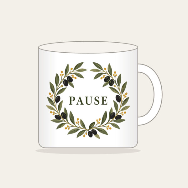 Product image Olive Branch Wreath with PAUSE Mug