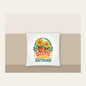 BESTIE SUNNY DETOURS Pillow in white